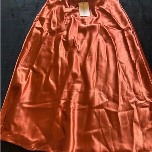 SHEIN Vibrant Orange Satin Midi Skirt